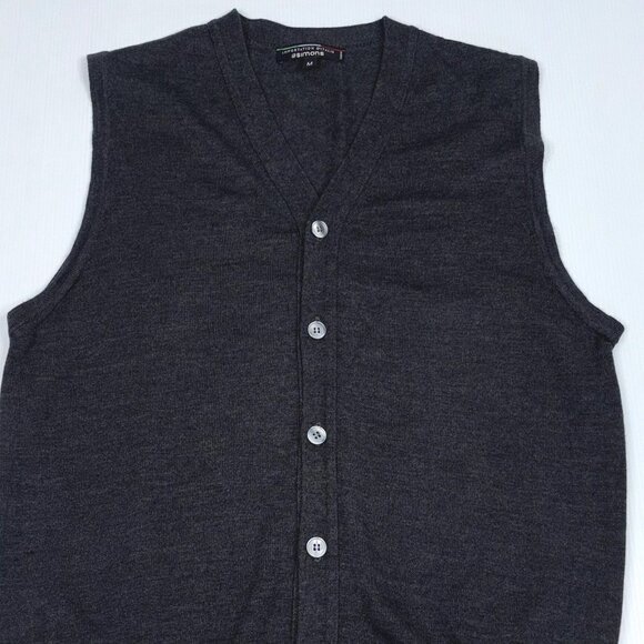 SIMONS medium men's sleeveless merino cardigan - Picture 2 of 2